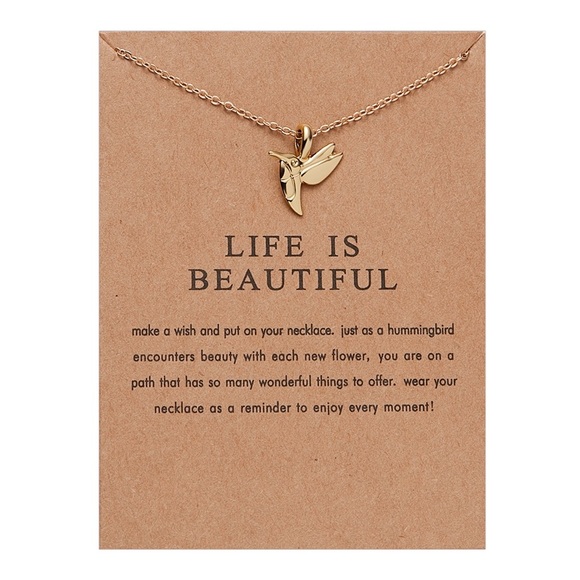 LIFE IS BEAUTIFUL Hummingbird Necklace - Picture 1 of 3